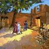 Michelle Byrne | Luna Chapel Visitors | oil on linen | 14 x 18 | Scene at Couse-Sharp Historic Site | Starting Bid $1800, Buy it Now Price $3000