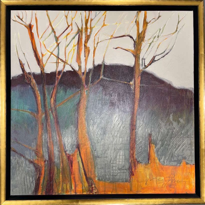 Peggy McGivern | View from Virginia’s Garden, 2021 | acrylic and mixed media	| 24 x 24 | 100% donation by the artist | Starting Bid $900, Buy it Now Price $2000