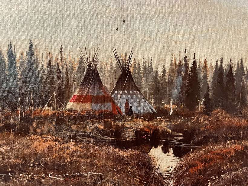 Nicholas Coleman | Blackfeet Camp | oil on linen | 9 x 12 | 100% donation by the artist | Starting Bid $2500, Buy it Now Price $4000