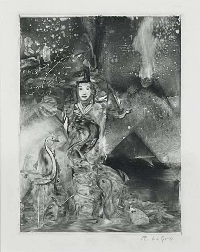 Randall LaGro | Guardian | monotype | 5 7/8 x 4 3/8 | 100% donation by artist | Starting Bid $300, Buy it Now Price $500