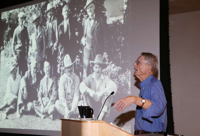 Dr. Dean Porter presenting his lecture at the Harwood Museum of Art before the 2015 Gala.