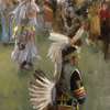 Elizabeth Jose | Little Powwow Dancer | oil on canvas panel | 12 x 24 | Scene at the Taos Powwow | Starting Bid $1500, Buy it Now Price $2400