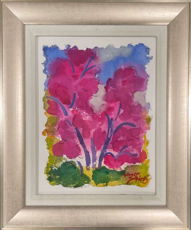 Inger Jirby | Pink Tree at Irving Couse Studio | watercolor | 12 x 9 | Starting Bid $900, Buy it Now Price $2100
