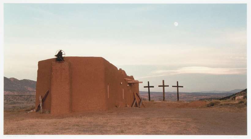 Lenny Foster | Moon over Morada | color photograph | 12 x 22, Framed 19 3/4 x 29 3/4 