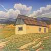 Angie Coleman | Old Adobe On A Ridge | woodblock print 18 x 18 | 100% artist donation | Starting Bid $400, Buy it Now Price $600