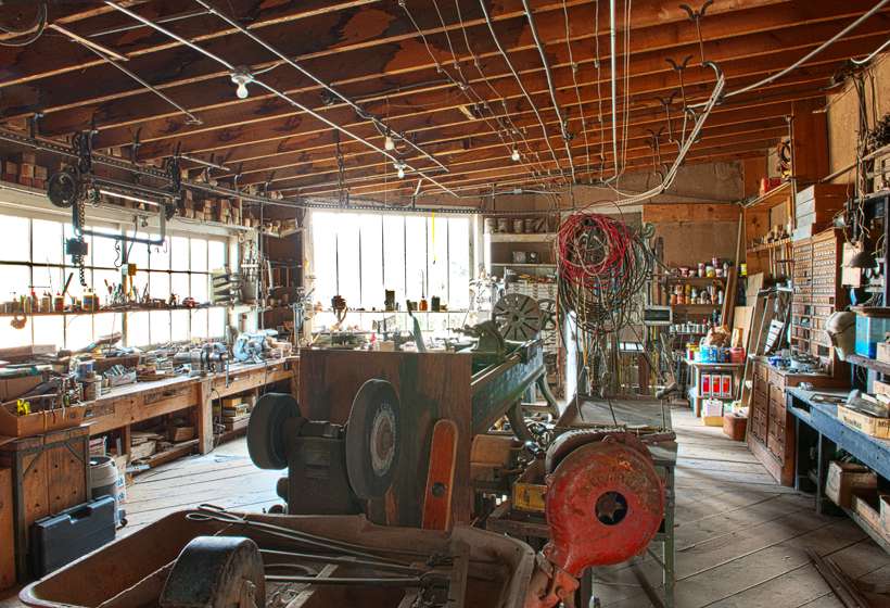 Kibbey Couse’s machine shop in the family garage.